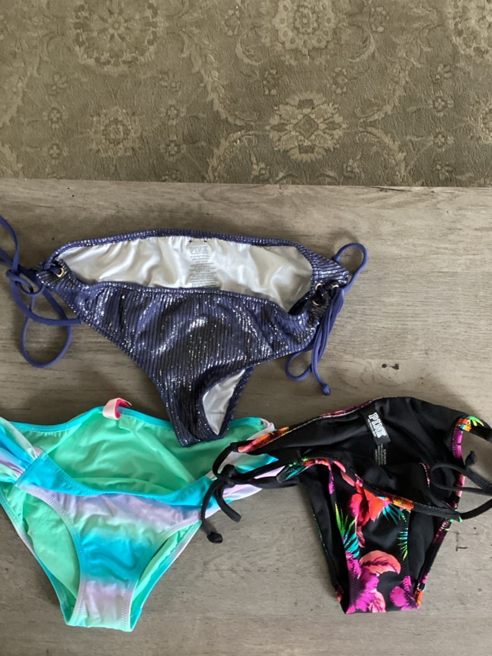 Victoria's Secret Bikini Bottom Set - Purple, Aqua, Black Floral